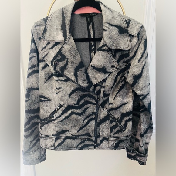 White House Black Market Jackets & Blazers - White House Black Market Gray and Black Animal Print Leather Jacket